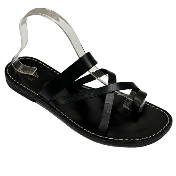 Black Leather Sandals - Picture 1 of 7